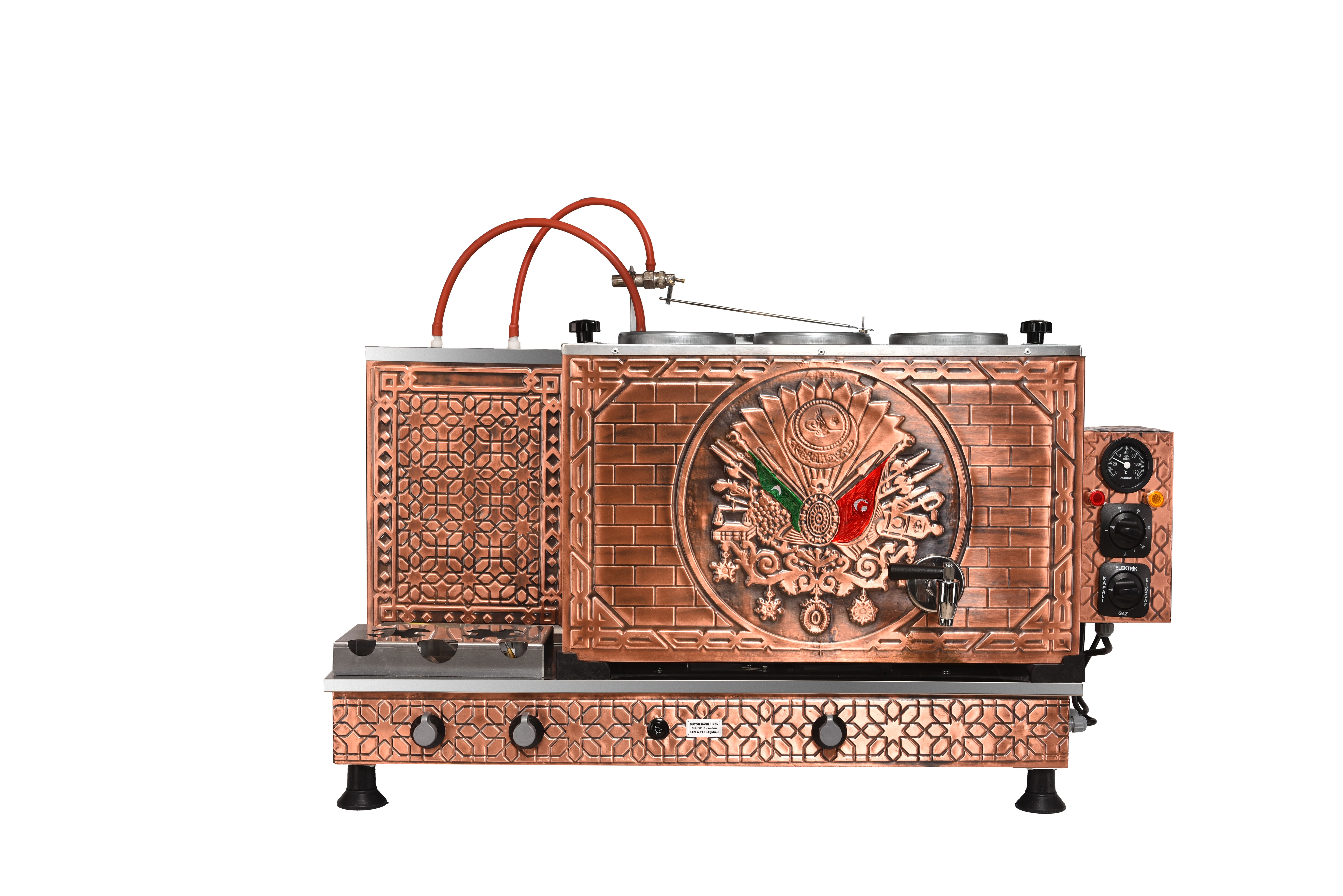 3 Demlikli Dışı Bakır İçi Krom Çay Kazanları