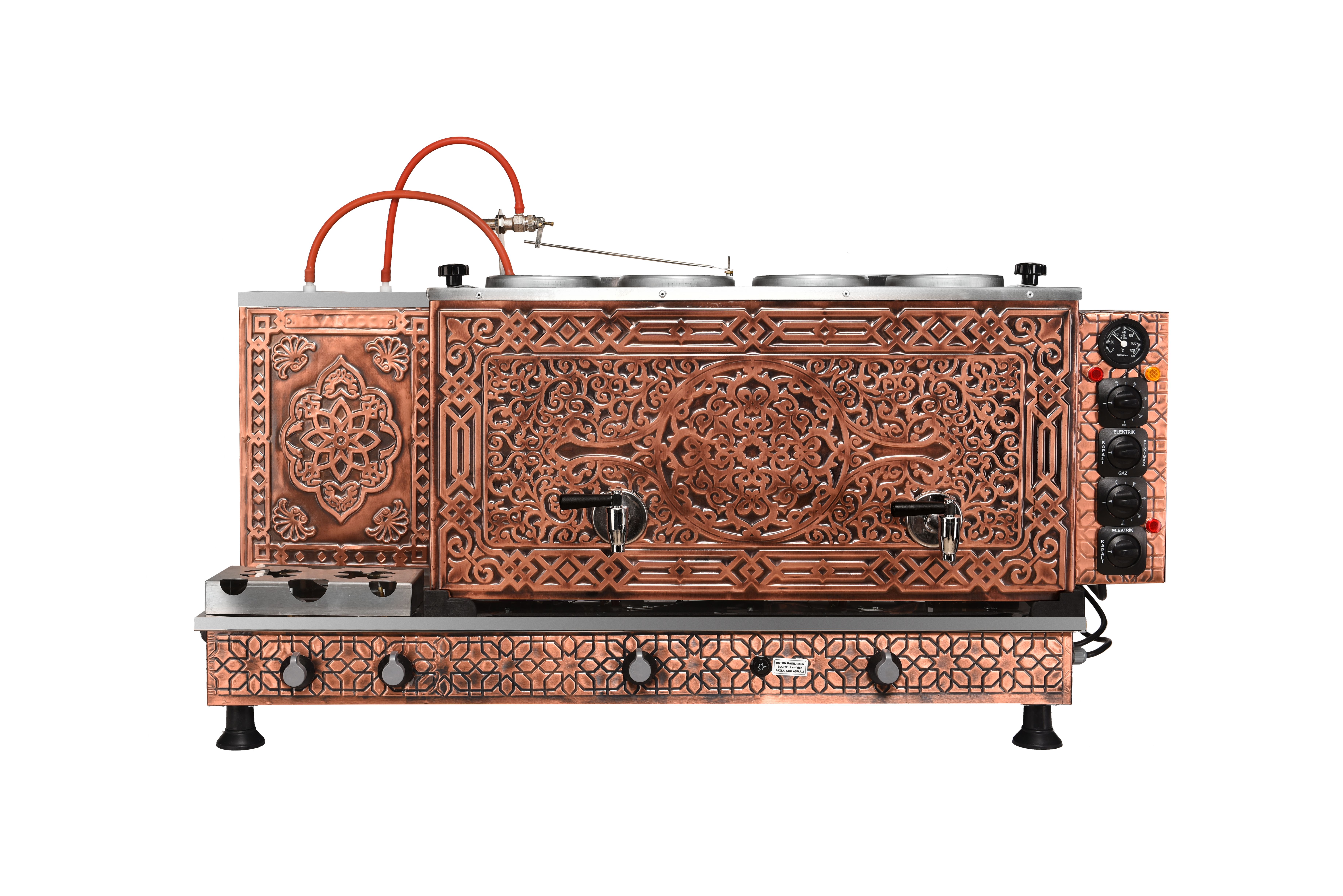 4 Demlikli Dışı Bakır İçi Bakır Çay Kazanları