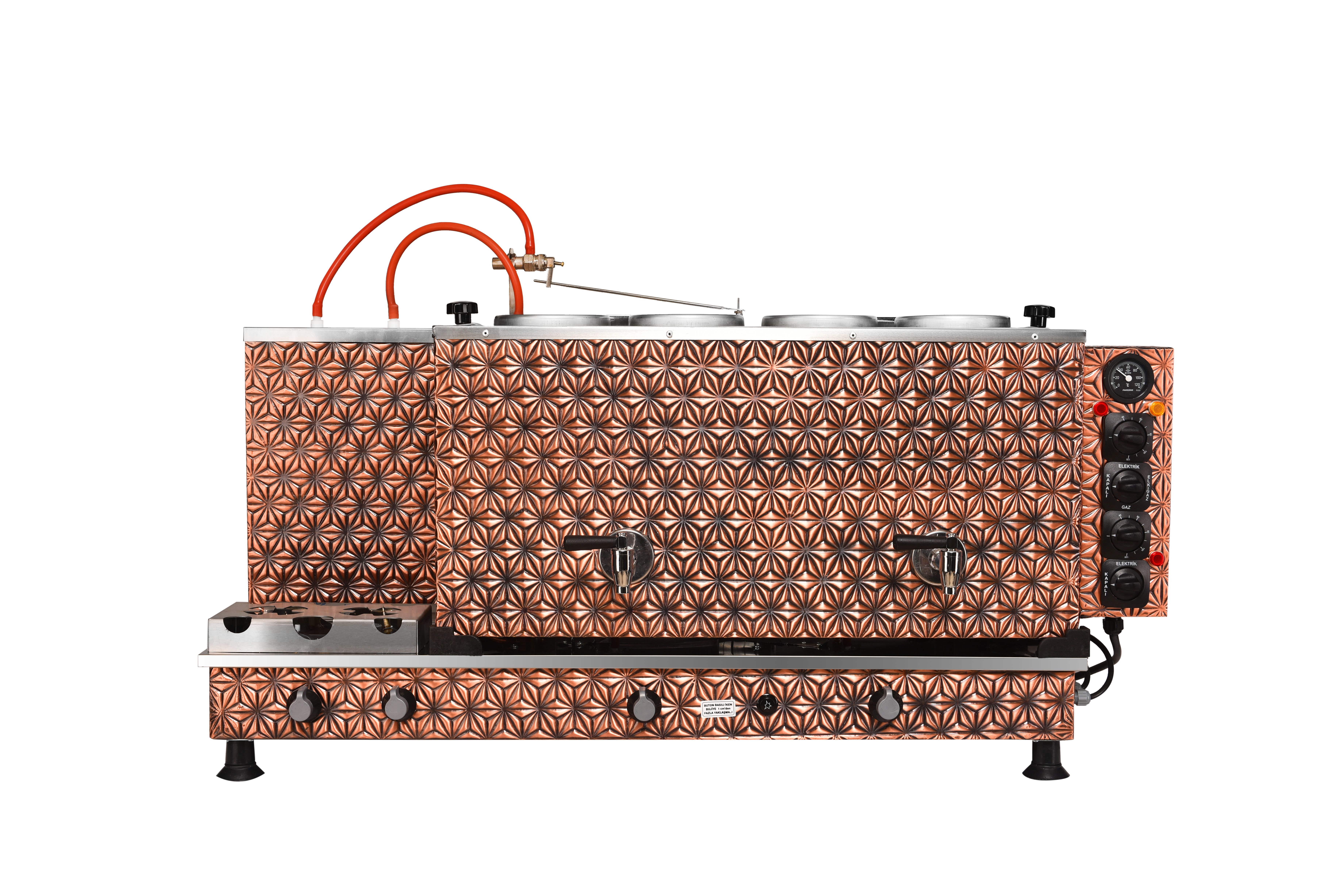 6 Demlikli Dışı Bakır İçi Krom Çay Kazanları