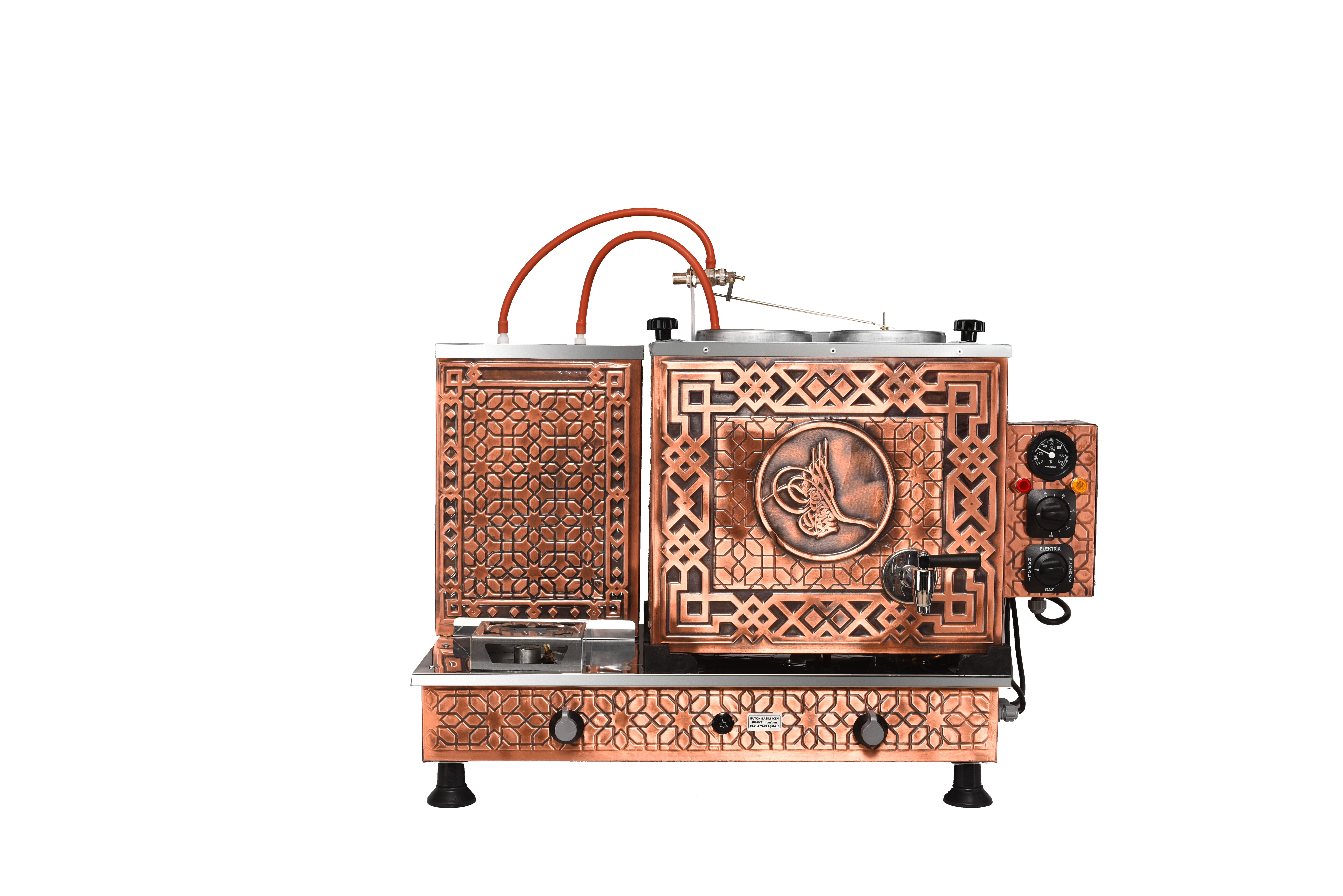 2 Demlikli Dışı Bakır İçi Krom Çay Kazanları