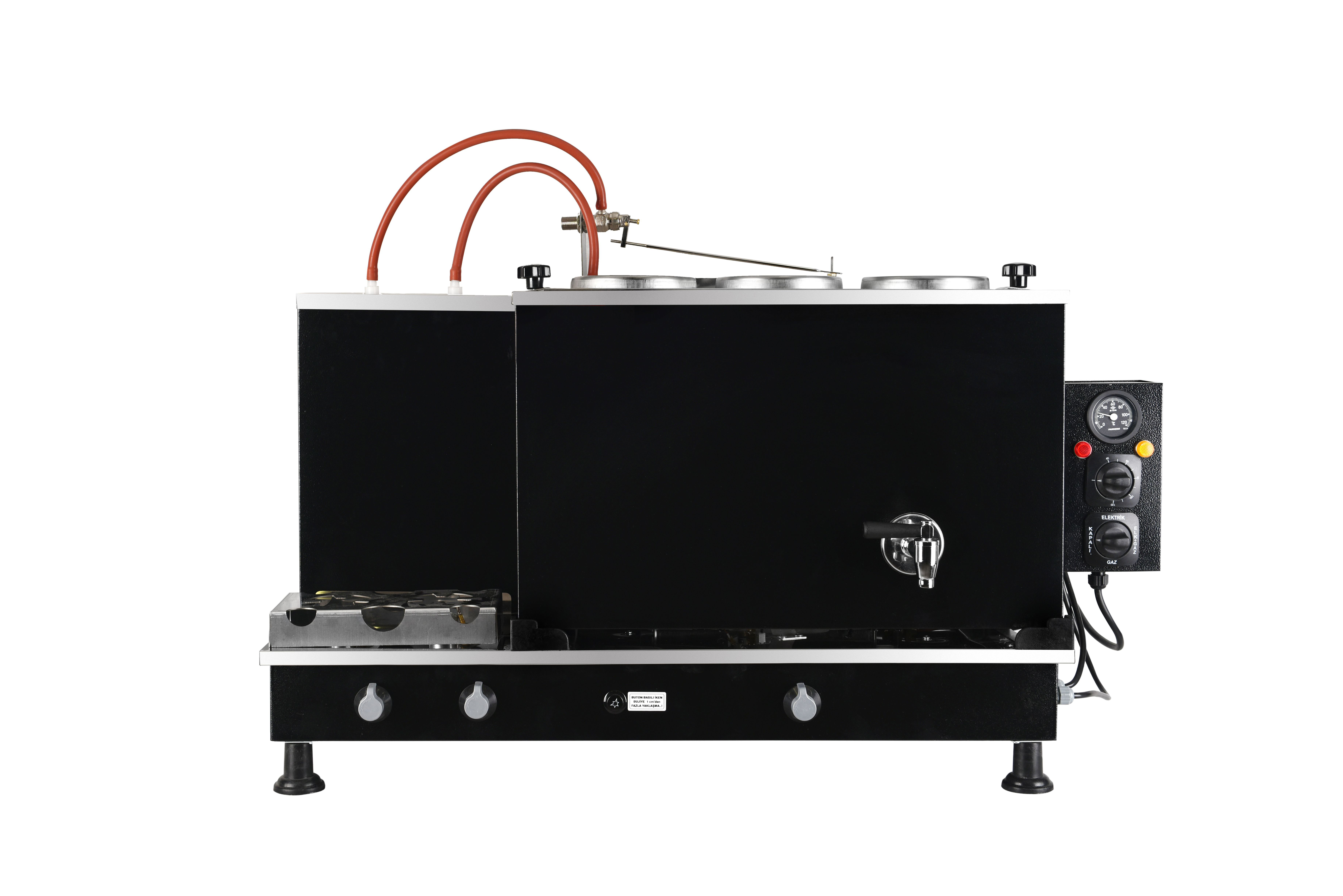 3 Demlikli Statik Boyalı İçi Bakır Çay Kazanları